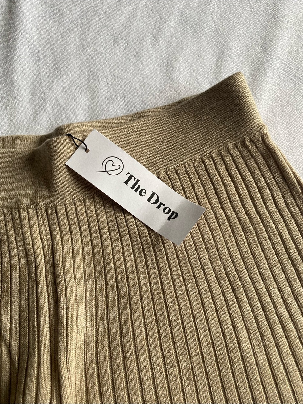 The Drop Catalina Heather Sand Ribbed Sweater Pants Straight Wide Leg Crop 29 in - Picture 4 of 9